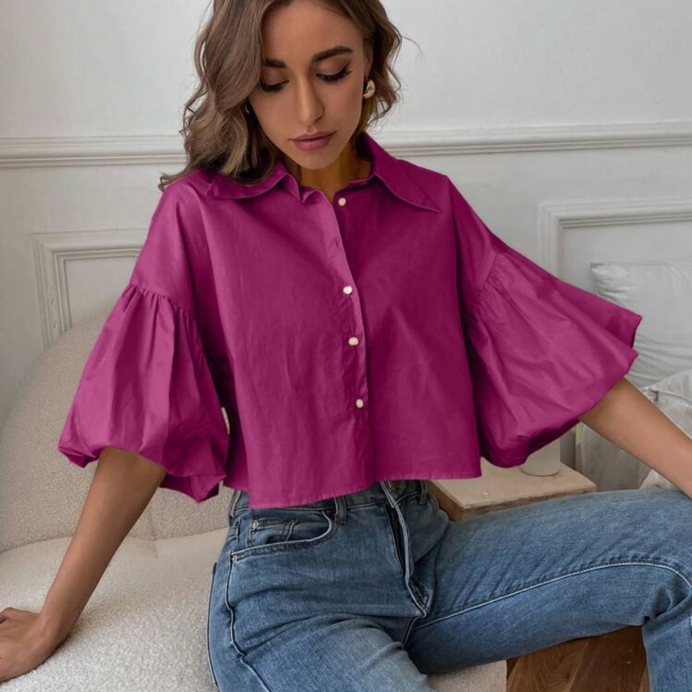 Aveloria Rosie Drop Bishop Sleeve Single Breasted Blouse Style For Summer